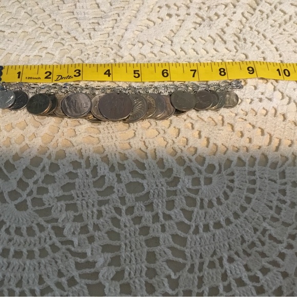 🌹HOST PICK- STERLING SILVER HEAVY 21 COIN CHARM BRACELET/BOX CLASP-SAFETY CLIP - Picture 2 of 15